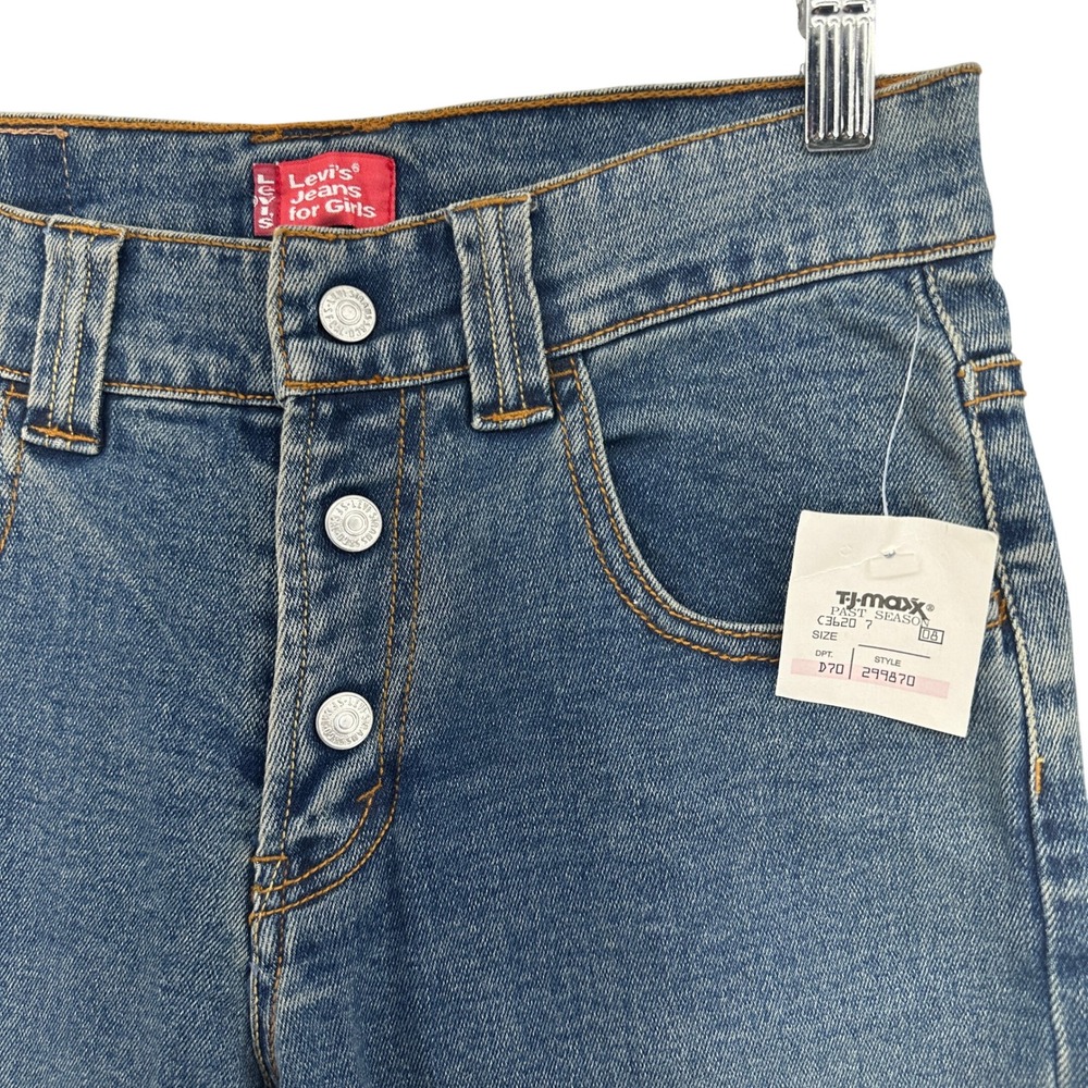 Y2K Levis Jeans For Girls Low Rise Blue Flare Leg Button Fly Deadstock VTG